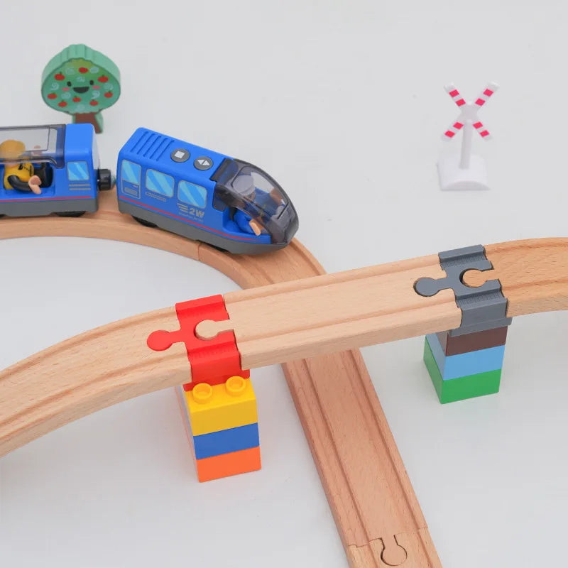 5-10PCS Wooden Train Track Accessories Plastic Building Blocks Adapters Wooden Track Connectors fit Wood Tracks Toys