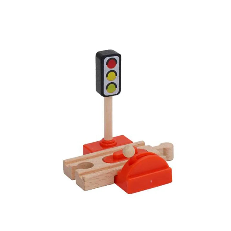 Toddlers Toys Wooden Train Railway Track Accessories Barricade, Platform Track Scene Puzzle Toys For Boys & Girls
