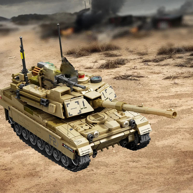 SEMBO BLOCK USA Military M1A2 Abrams Main Battle Tank Building Blocks MOC WW2 Weapon Bricks Toys For Boys Kids Halloween Gifts