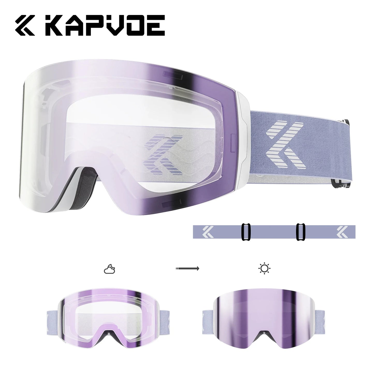 KAPVOE Photochromic Skiing Glasses Anti-fog Winter  for Men Women Outdoor Sports Glasses Racing Backcountry Skiing Snow Eyewear
