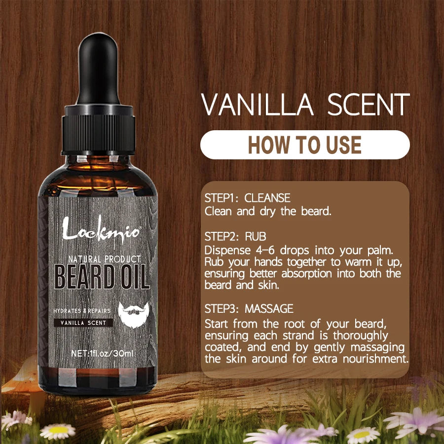 30ml 4pcs Scented Beard Oil Set Product Whiskers Moisturizing Growth Shine Smooth Moustache Soften Strengthen Beard Oil for Men