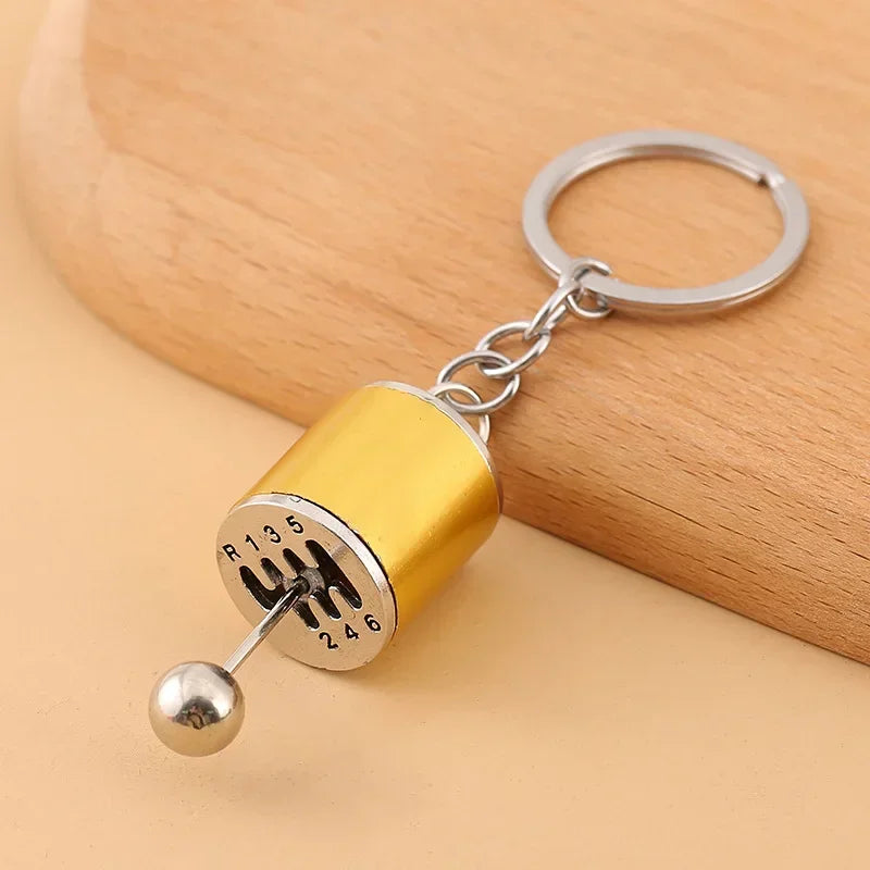 Automotive Gear Head Keychain - Speed Gearbox Keyring with Turbo Hub & Brake Disc Design