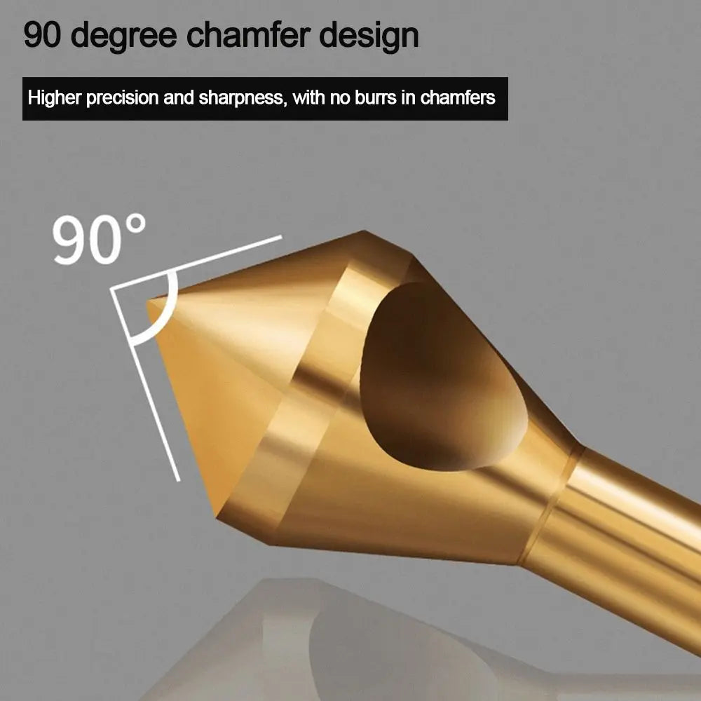 HSS Titanium Coated Countersink Drill Bit Set - 90° Deburring Chamfering Cutter for Metal