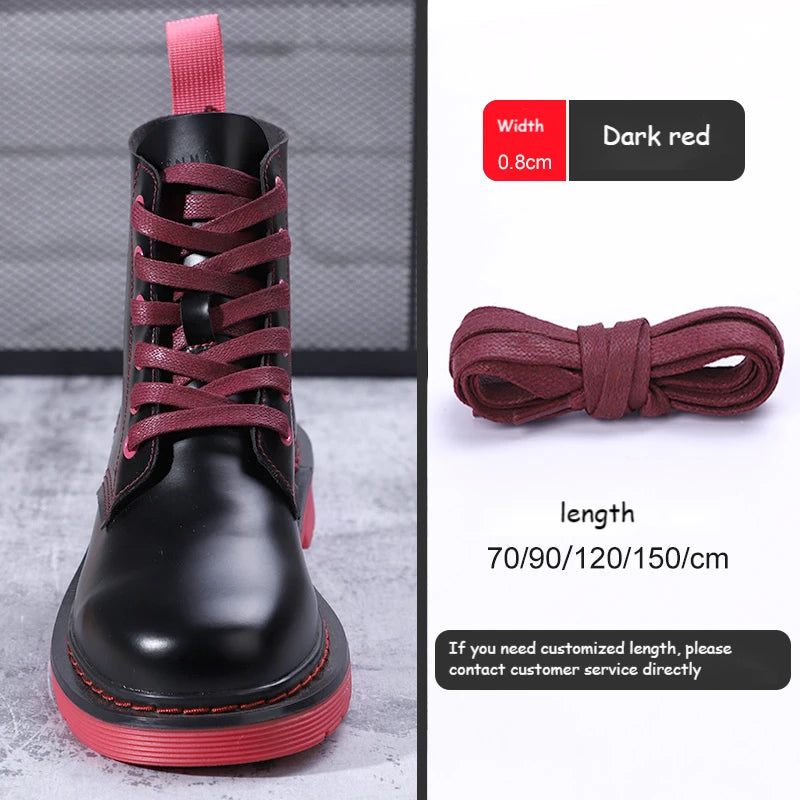 1 Pair Shoelaces 0.8 CM Waxed Cotton Width Flat Waterproof Shoe Laces Unisex Boots Casual Sneakers Shoelace Leather Shoe Lace