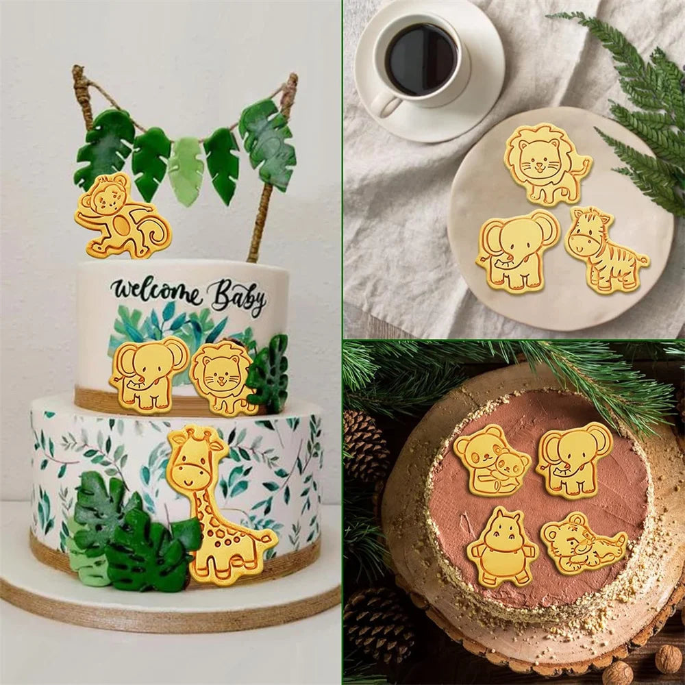 8 PCS Cartoon Animal Cookie Mold Dough Stamp Plastic 3D Cartoon Pressable  Cookie DIY Mold Candy Baking Pastry Baking Decoration