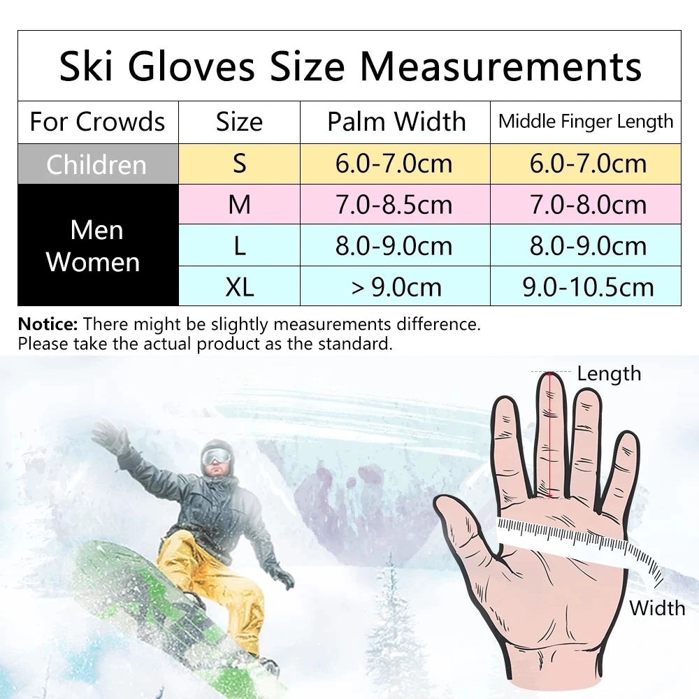 KoKossi Winter Fleece Thermal Ski Snowboard Gloves Windproof Warm Snow Sports Riding Gloves Waterproof Touch Screen Gloves