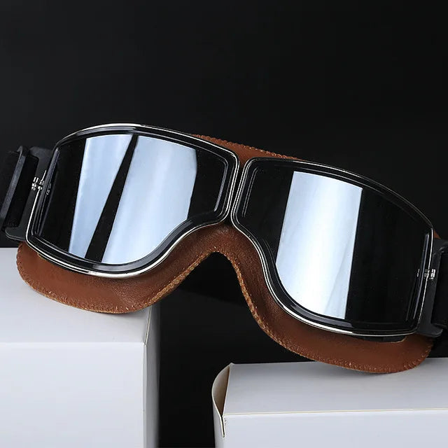 Premium Motorcycle Goggles - Windproof Retro Leather Folding Glasses