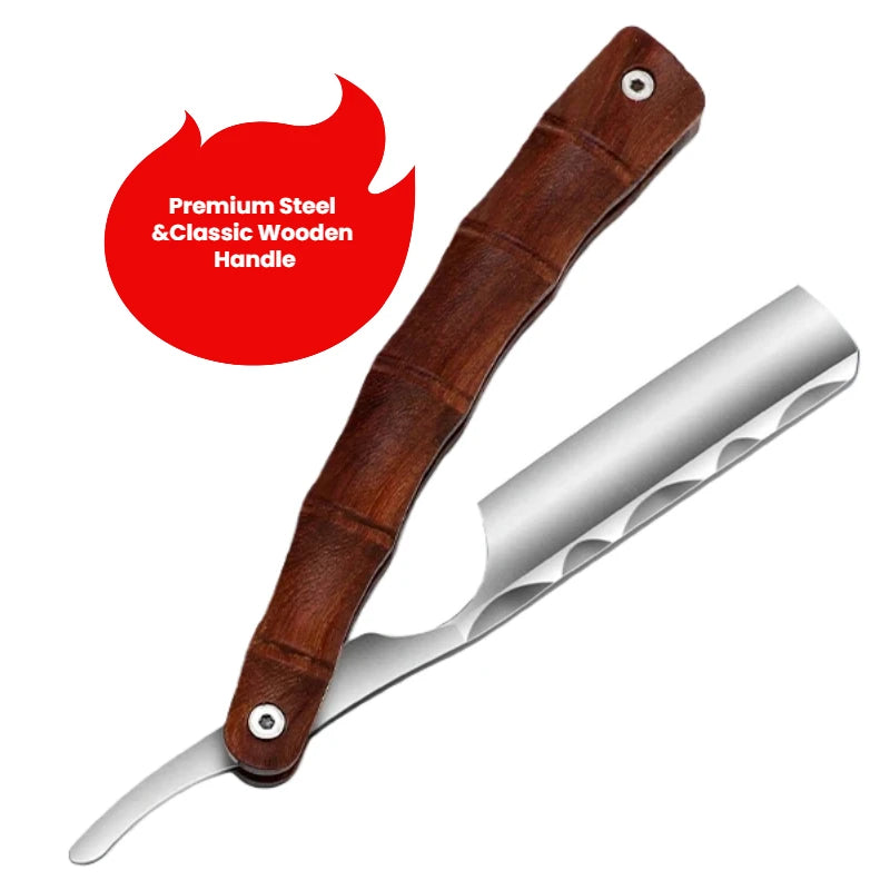 Professional Straight Blade Razor  - Wood Straight Edge Barber Razor Stainless Steel Sharp Shaver Razor for Men Home & Salon