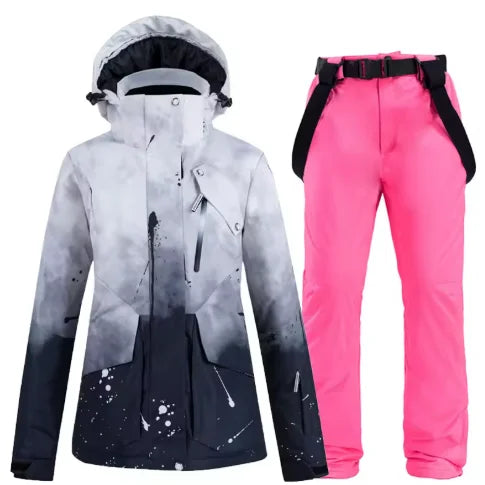 Snowboarding Suit Sets for Men and Women, Snow Wear Clothing, Waterproof, Ski Jacket, Strap Pant, Winter Costume, For Adult