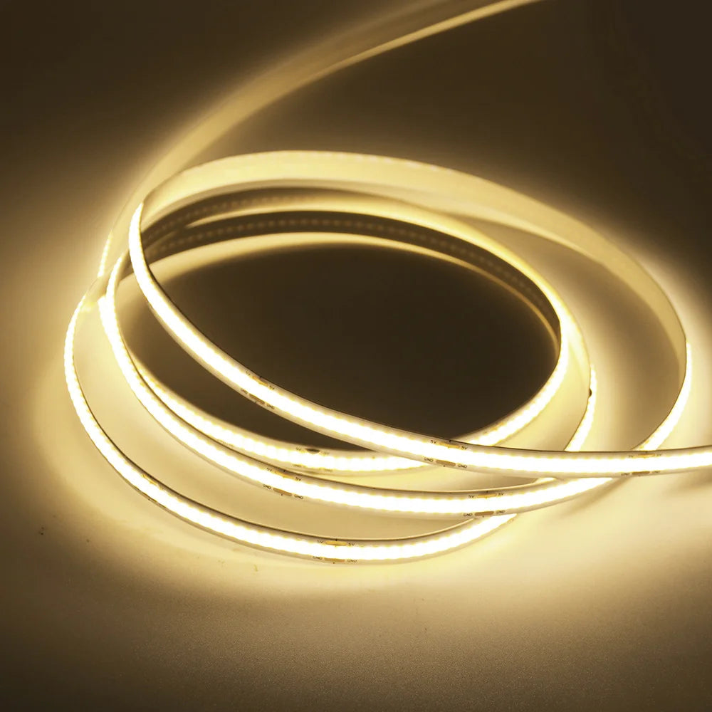 Premium 5V USB COB LED Strip Light - 320LEDs/m Flexible Ribbon Tape
