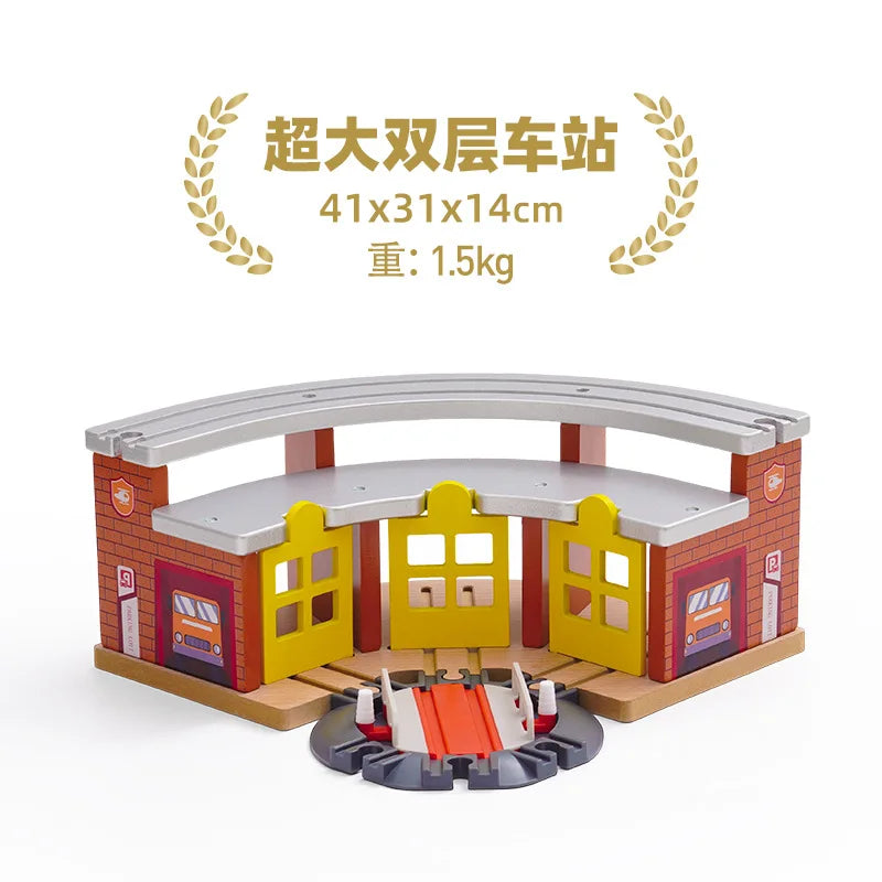 Wooden Track Railway Accessories Bridge Train Station Tunnel Wood Track Educational set Toys Wood Railway Train Track toys