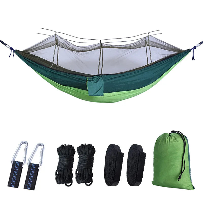 Premium Camping Hammock with Mosquito Net - Lightweight Parachute Fabric