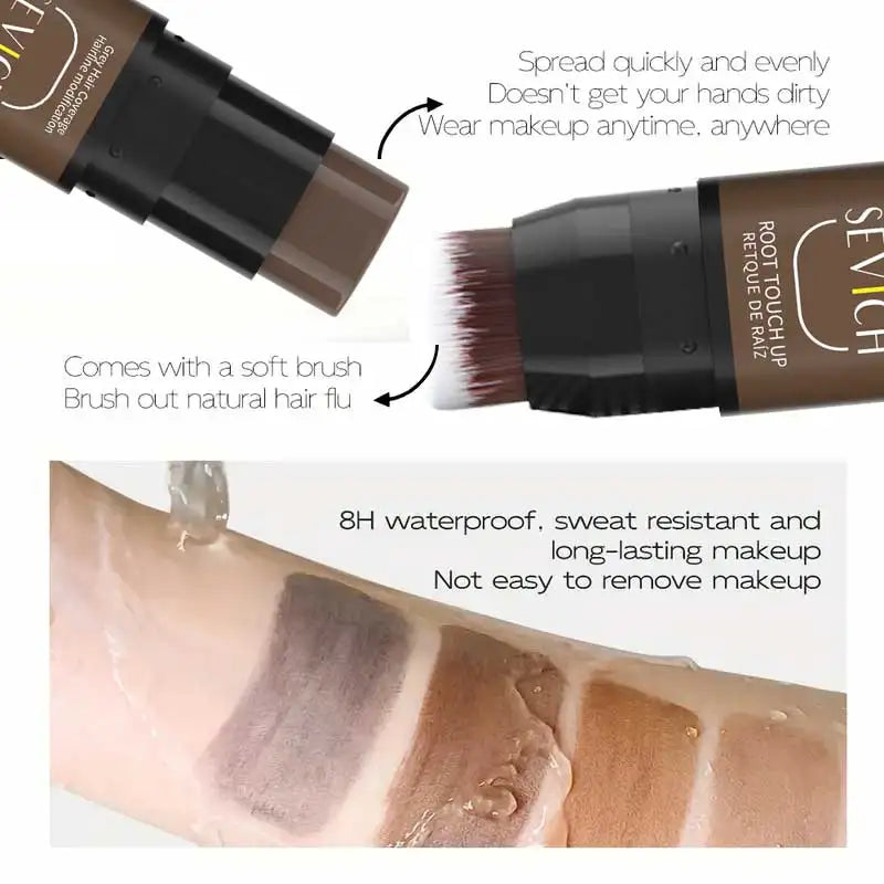2-In-1 Temporary Hair Color Pen With Brush Quick Coverage For White & Gray Waterproof Root Touch-Up Stick Hairline Concealer