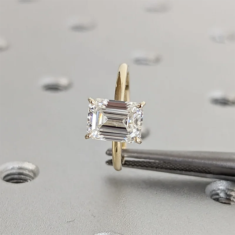 High Quality Emerald Cut 1ct 2ct 3ct Moissanite Solitaire Ring 925 Sterling Silver Engagement Rings for Woman Girl Birthday Gift