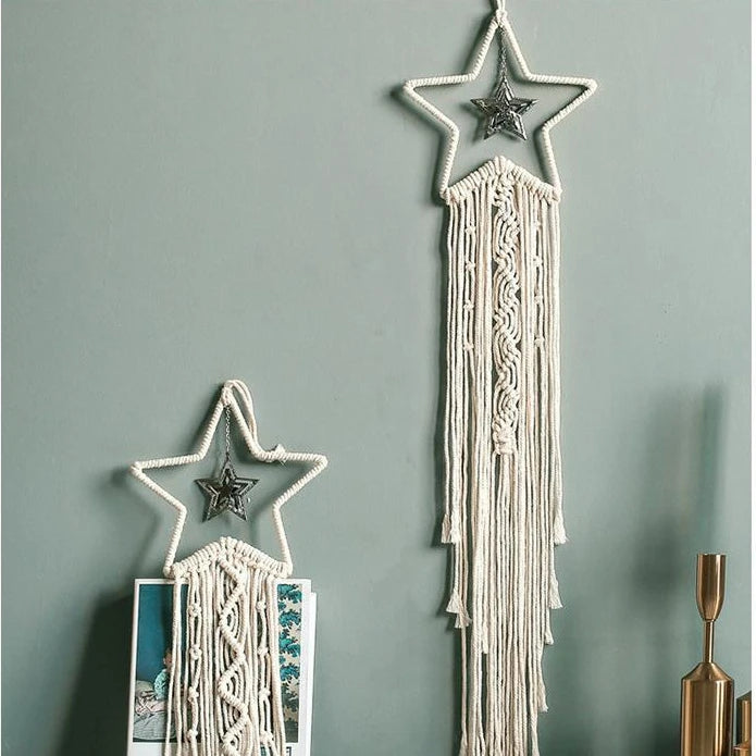 Handmade Woven Hanging Dream Catcher with Lamp Bohemian Party Home Decoration Apartment Dormitory Wall Door Wind Chime Decor