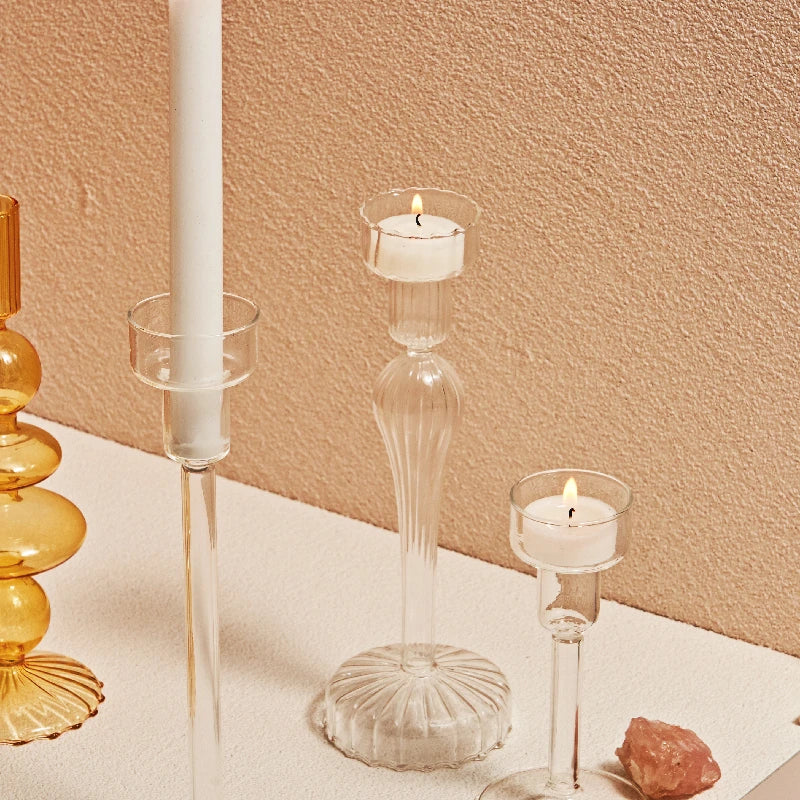 Modern Glass Candleholder Nordic Home Decor Clear Glass Candle Holder Candlelight Home Decoration Ornaments Candel Holder