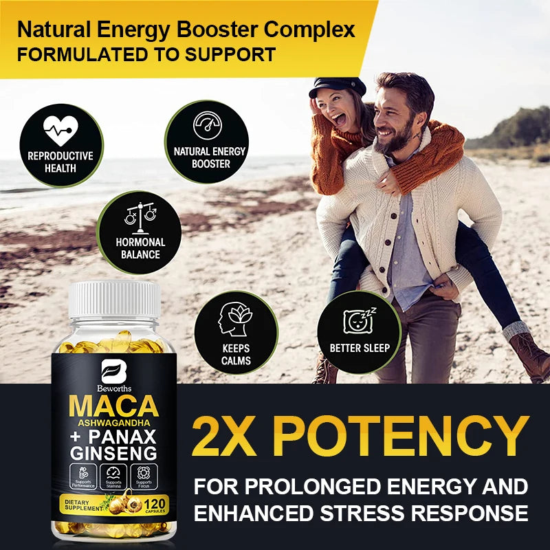 BEWORTHS Best Maca Capsules for Men Health with Red,Yellow and Black Maca