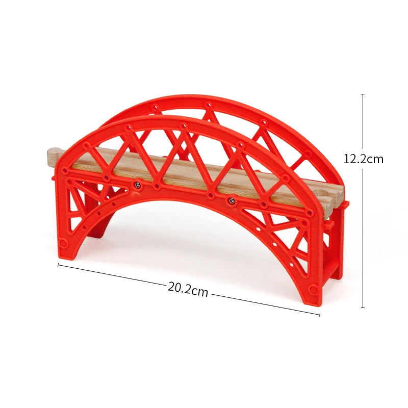 Wooden Train Track Accessories Universal Wooden Railway Tracks Bridge Parts Adapters Fit for All Brand Train Toys Birthday Gifts
