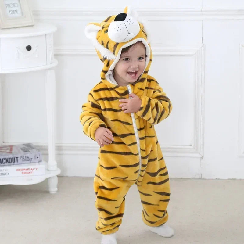 Premium Animal Kigurumi Baby Romper - Winter Flannel Costume Jumpsuit