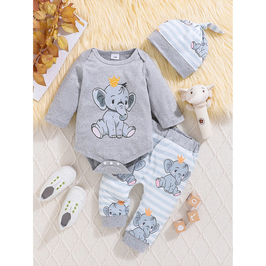 Premium 3-Piece Baby Outfit Set - Romper, Pants & Hat Autumn Collection