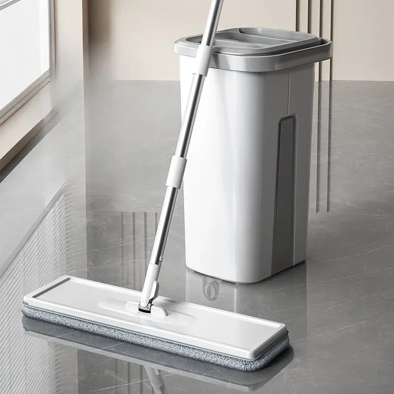 Professional Mop and Bucket Set - Self-Wringing Wet & Dry Cleaning System