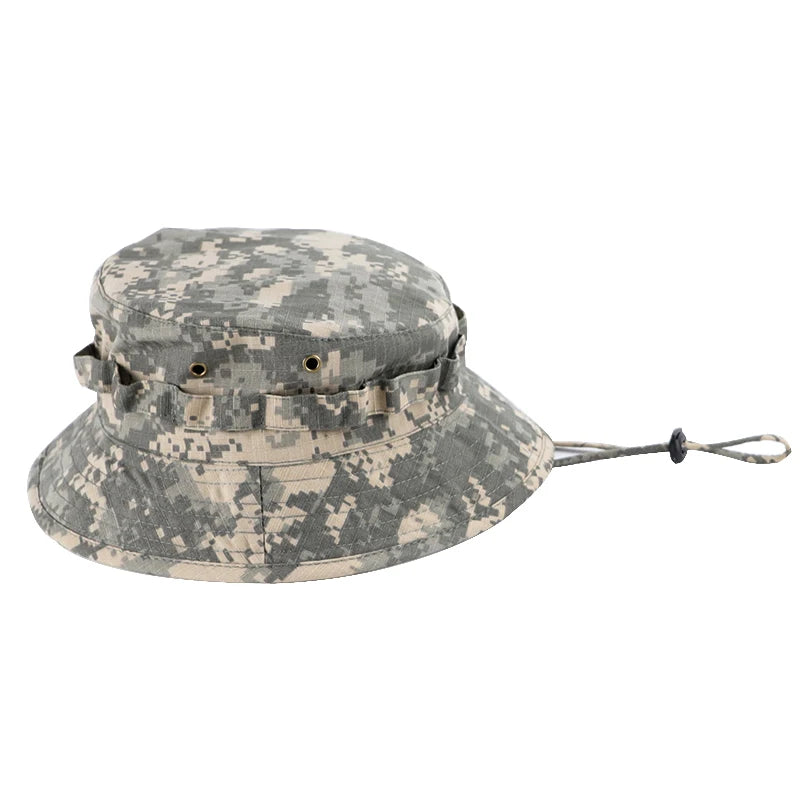 Men's Panama Hat Bucket Hat Tactical Sunscreen Camouflage Outdoor Travel Climbing Fishing Caps Training Beach Men's Hiking Hat