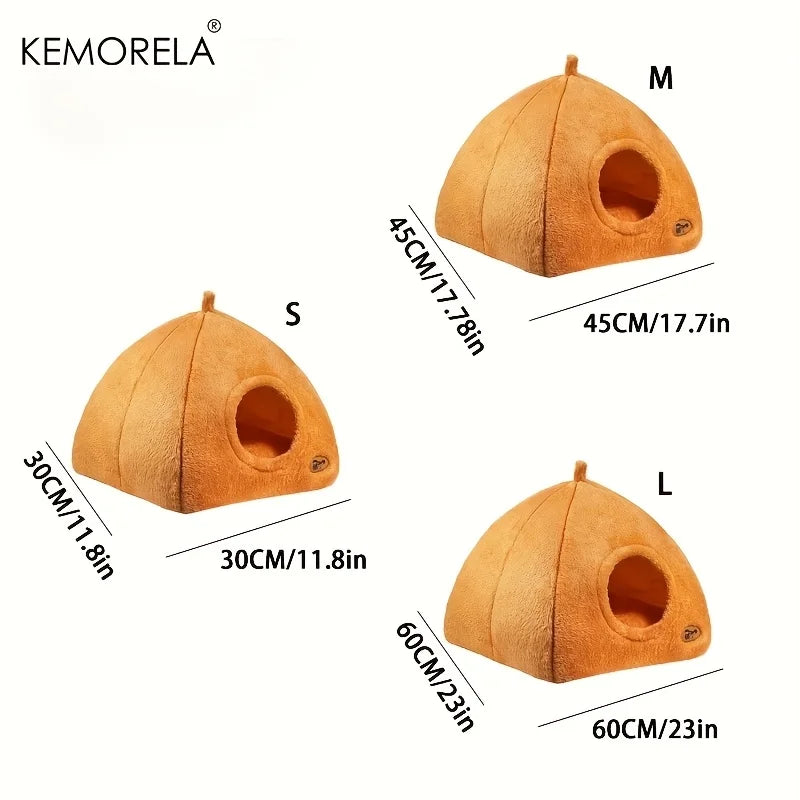 KEMORELA Winter Thickened Indoor Cat Bed 2-in-1 House Tent with Detachable Washable Soft Cushion Pillow Unassembled 2025 Model