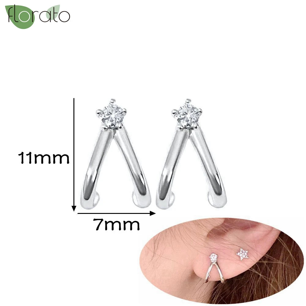 925 Silver Needle Exquisite Zircon Small Earrings Fashion Stud Earrings for Women Anti Allergy Cartilage Puncture Jewelry Gift