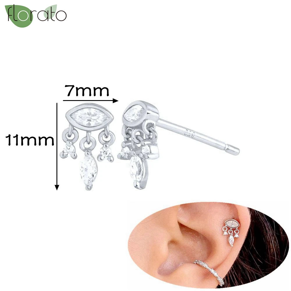 925 Silver Needle Exquisite Zircon Small Earrings Fashion Stud Earrings for Women Anti Allergy Cartilage Puncture Jewelry Gift