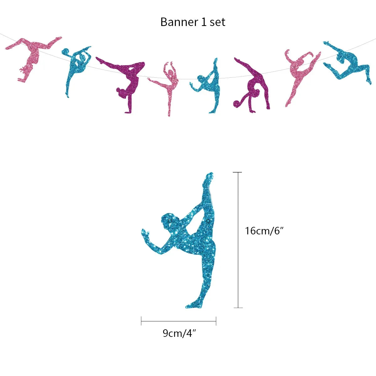 Gymnastics Theme Birthday Party Decoration Balloons Happy Birthday Banner Cake Topper Set Girl Sports Party Decoration Supplies