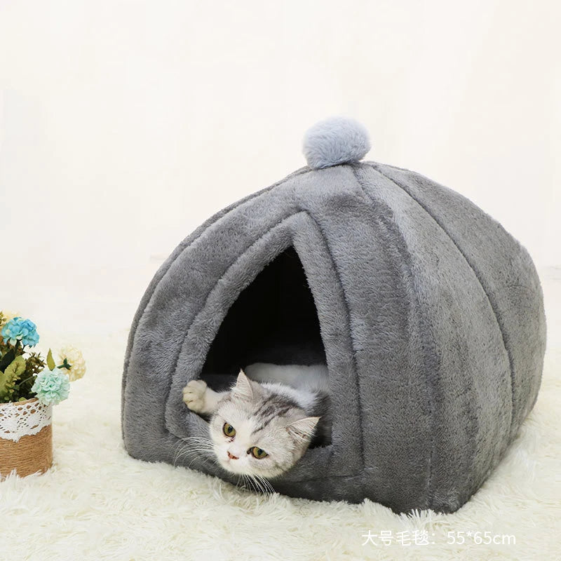 Cute Cat Bed Pet House Kitten Lounger Cushion Small Dog Tent Mat Washable Puppy Basket Cave Mat Soft for Cats House Bed Supplies