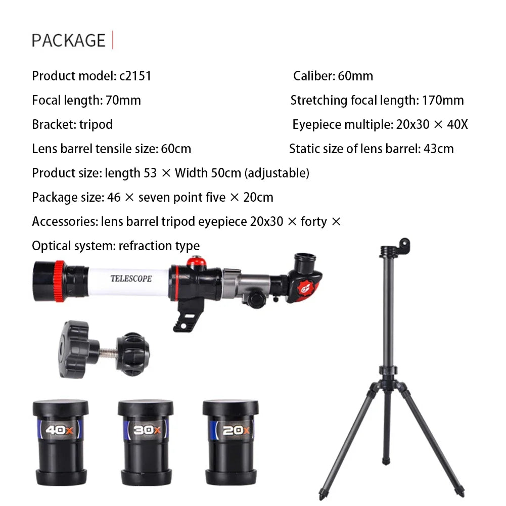Professional Astronomical Telescope for Space Monocular with 3pcs Eyepiece Powerful Binoculars for Star Observation