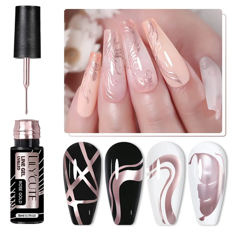 LILYCUTE Reflective Glitter Gel Nail Polish - 5ml Sparkling Liner
