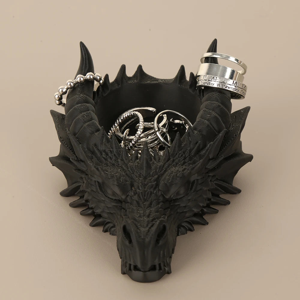 Cross-Border Gothic Dark Style Dragon Head Shaped Desktop Jewelry Storage Tray For Personalized Dark-Style Home Desktop Soft Dec