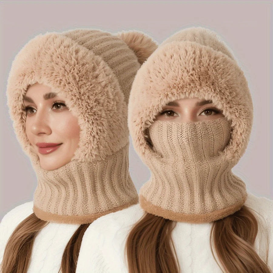 1pc Windproof Wool Ski Mask, Adjustable Elastic Winter Hat Scarf, Warm and Foldable, Suitable for Skiing and Outdoor Activities