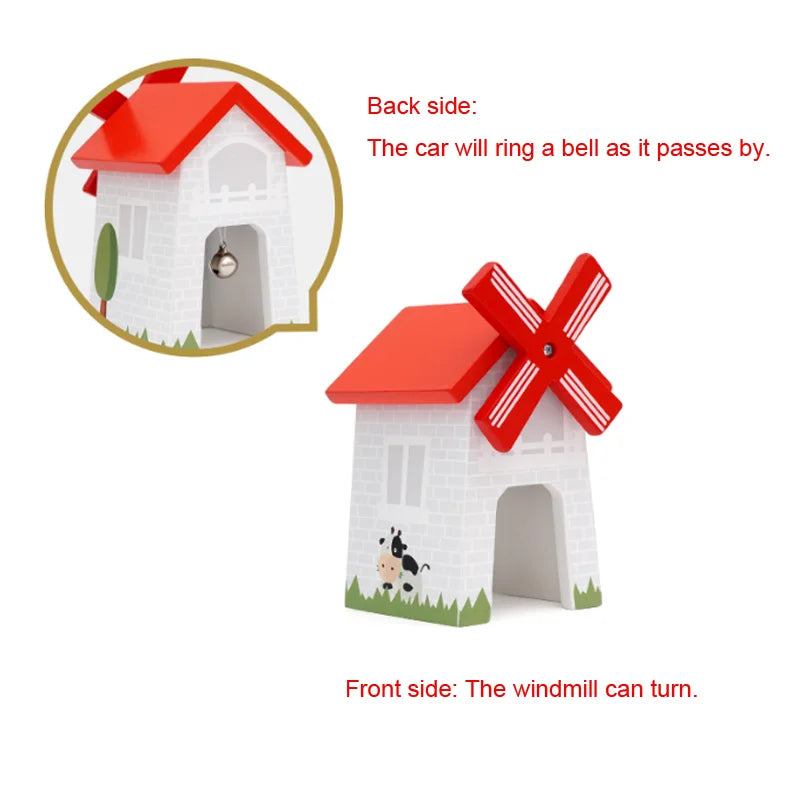 Wooden Train Track Accessories Roadblocks Station Scene Educational Toy For Kids Compatible with Thomas Wooden Railway System