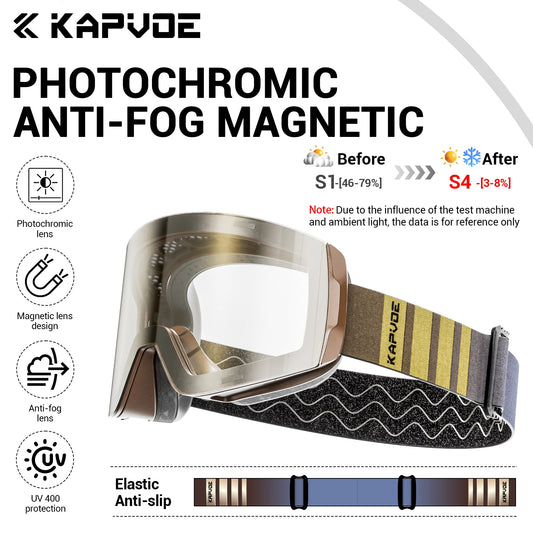 KAPVOE UV400 Magnetic Attraction Lens Outdoor Sports Photochromic Ski Goggles Men Snowboard Glasses Women Winter Snow Sunglasses