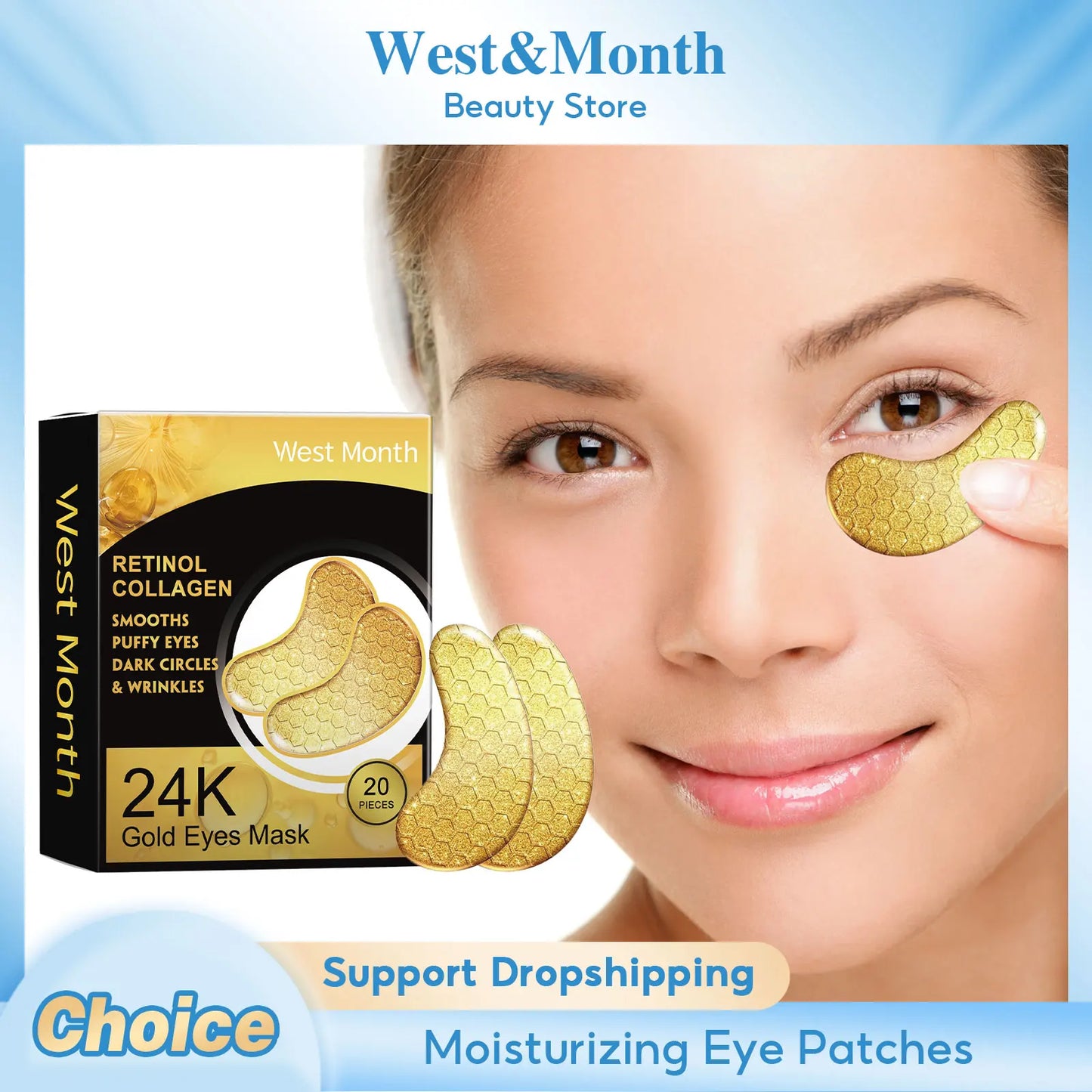 24K Gold Eye Patches - Anti-Aging Collagen Eye Mask (30 Pieces)