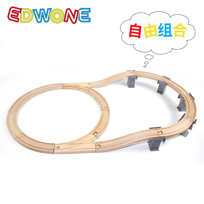 Wooden Train Track Accessories Universal Wooden Railway Tracks Bridge Parts Adapters Fit for All Brand Train Toys Birthday Gifts