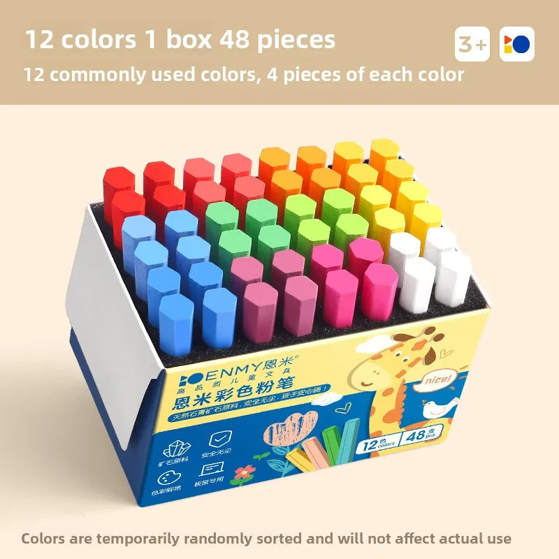 ENMY 12/36 Color Chalk Dustless Safe Chalk for Teachers Students Blackboard Non-Dusty Bright Colors Art Drawing School Supplies
