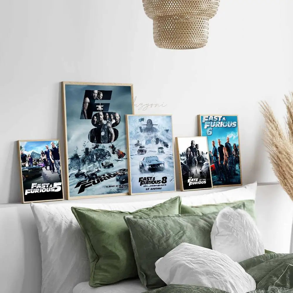 Fast And Furious Movie Whitepaper Poster HD Quality Poster Wall Art Painting Study Room Wall Decor