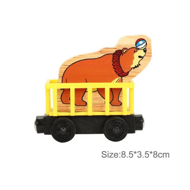 Wooden Magnetic Trolley Wood Track Accessories Car Train Track Scene Airplane Truck Wooden Tracks Educational Toys Children Gift
