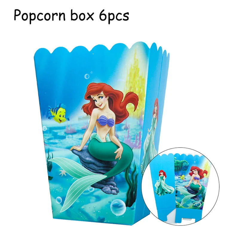 Disney Little Mermaid Theme Girl Kids First Birthday Party Decoration Disposable Tableware Plate Napkins Banner Ariel Backdrops