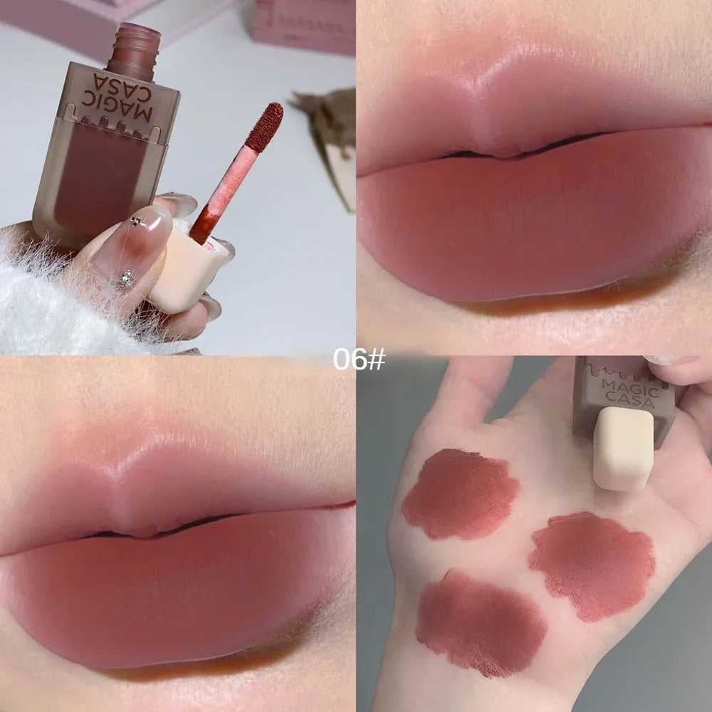Velvet Matte Lip Gloss - Waterproof Long-Lasting Chocolate Ice Cream Lip Glaze