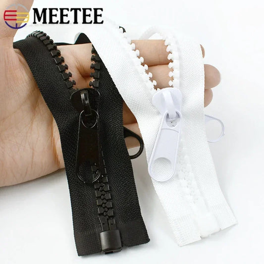 Meetee 1/2/3/4/5Meter 10# Resin Zippers Open-end Tail Double Side Slider for Sewing Jacket Coat Tent Long Zips DIY Accessories