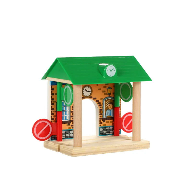 Wooden Train Track Accessories Garage Series Track Scene Toy For Children Fit All Brands Railway Christmas Gift For Toddler