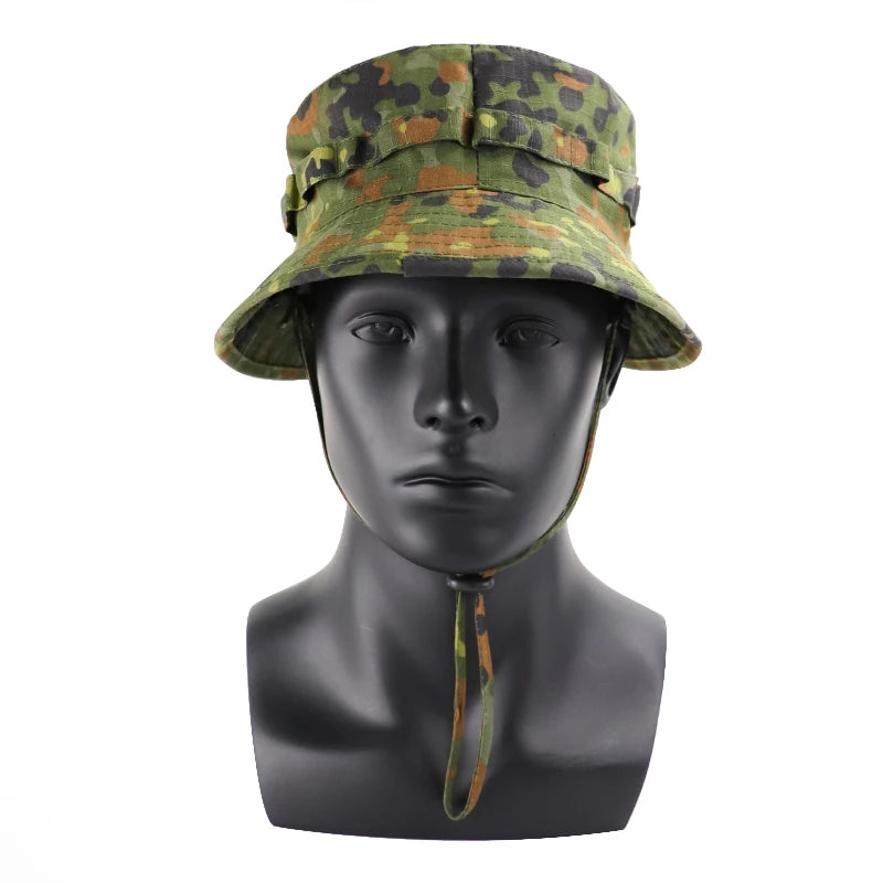 Men's Panama Hat Bucket Hat Tactical Sunscreen Camouflage Outdoor Travel Climbing Fishing Caps Training Beach Men's Hiking Hat