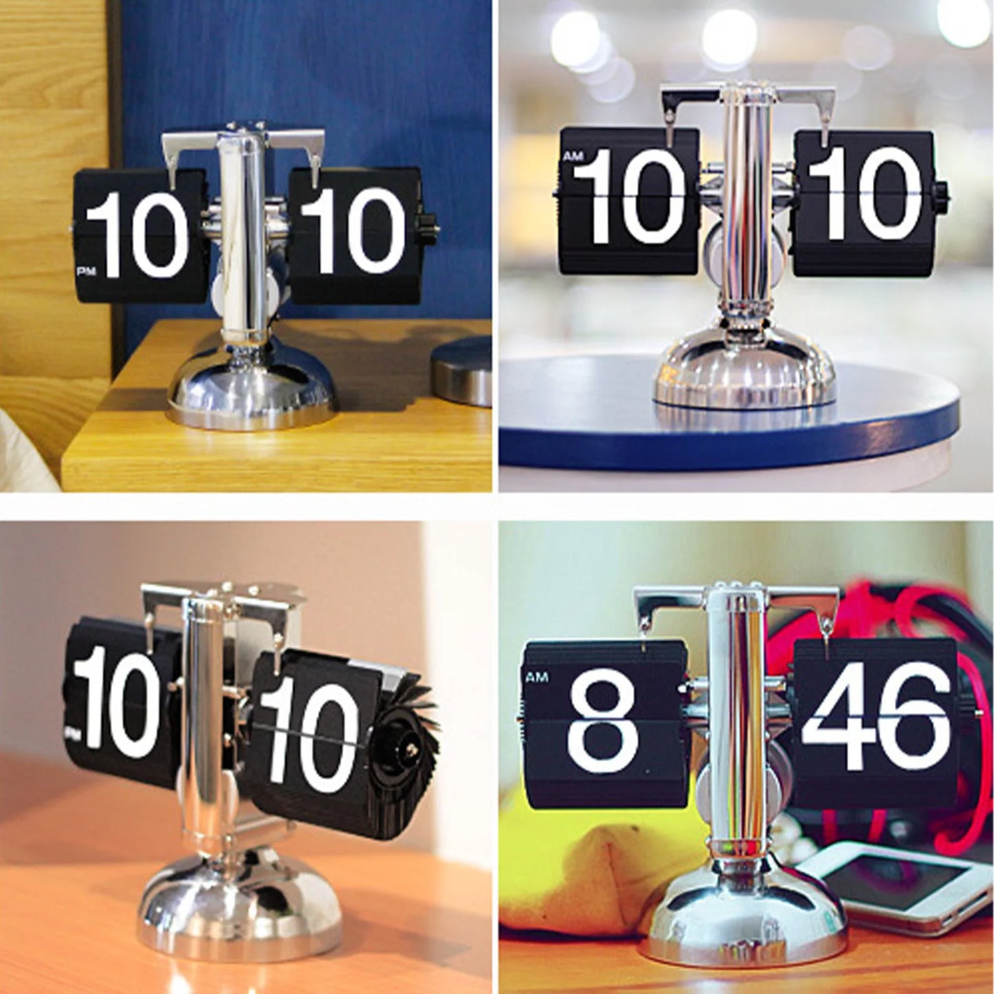 Flip Desk Clock Digital Flip Down Clock Retro Minimalist Single Foot Mechanical Auto Flip Clock Desk Clock for Home Livingroom
