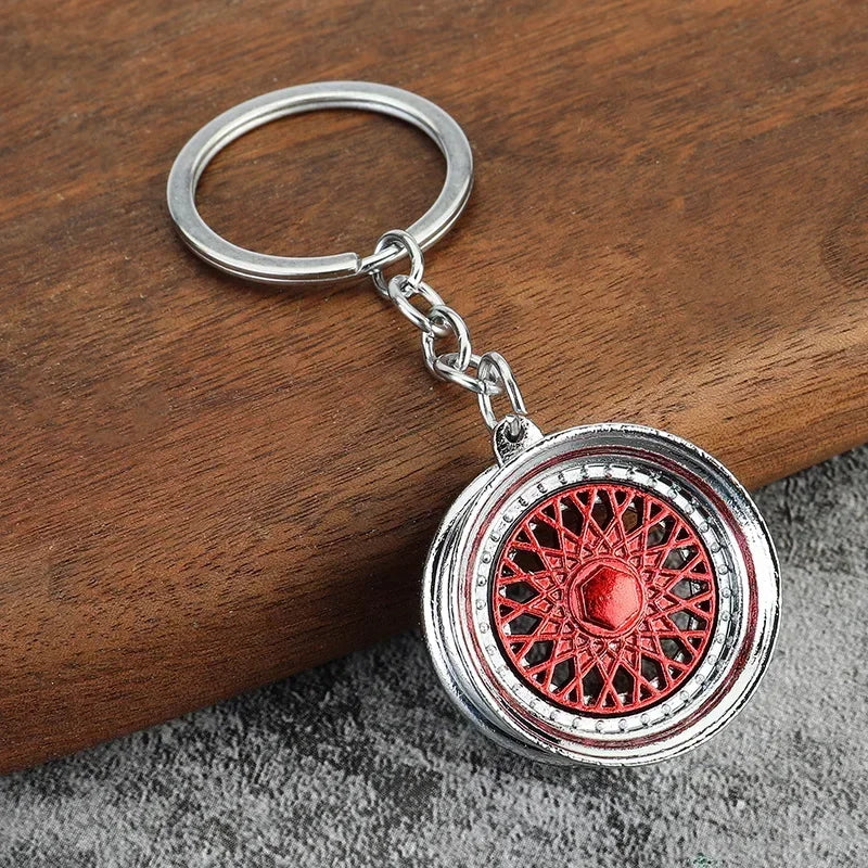 Automotive Gear Head Keychain - Speed Gearbox Keyring with Turbo Hub & Brake Disc Design