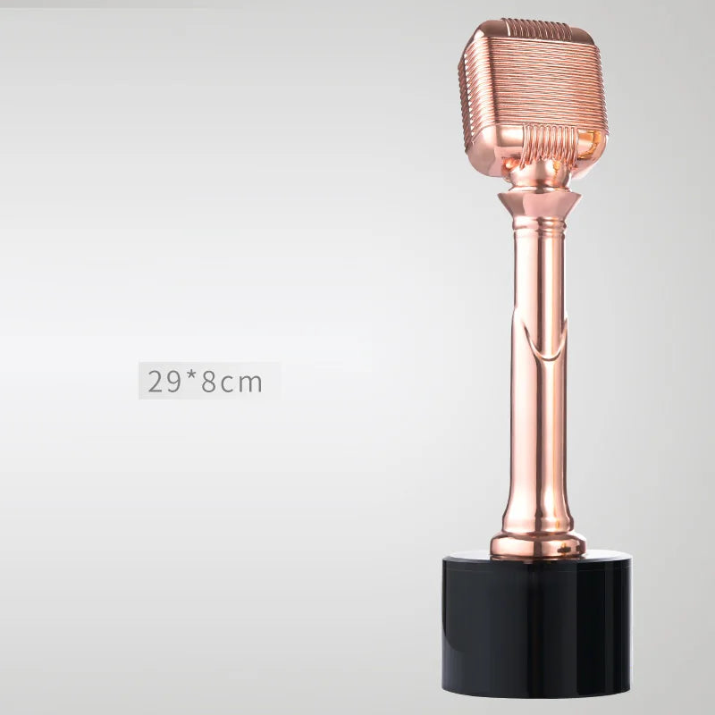 Creative Music and Singing Trophy, Metal Microphone Award, Excellent Employees Competition Souvenir, Custom Home Decoration, 1Pc
